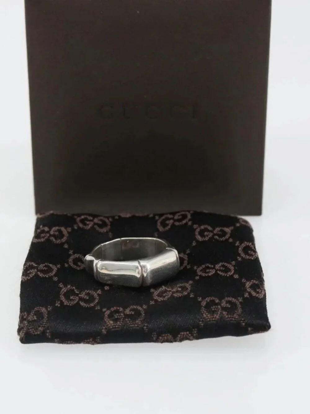 GUCCI Bamboo Ring Ag925 Silver Auth SW2377V